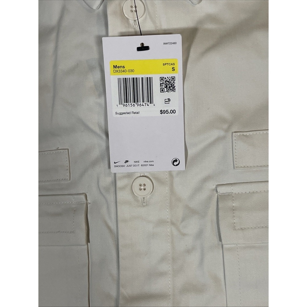 Nike Woven Military Short Sleeve Button Down Shirt Men Sz S White DX3340-030 NWT - Picture 3 of 5